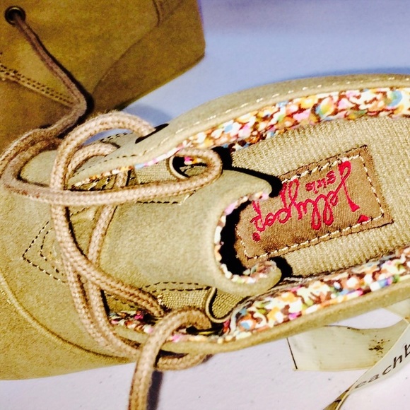 EUC Girls Jellypop Tan Tie & Wedge Booties - Picture 2 of 4